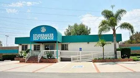 Entrance to Studebaker Self Storage office with a parking lot area
